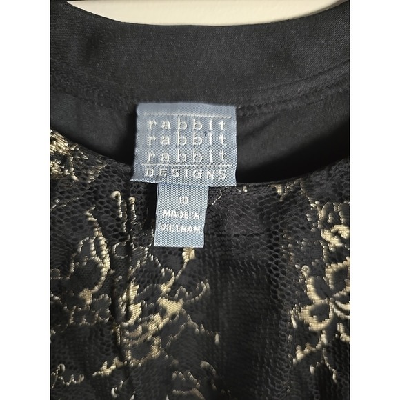 Rabbit Rabbit Rabbit Designs Women's 10 Black‎ Gold Lace Sleeveless Sheath Lined - Picture 2 of 11